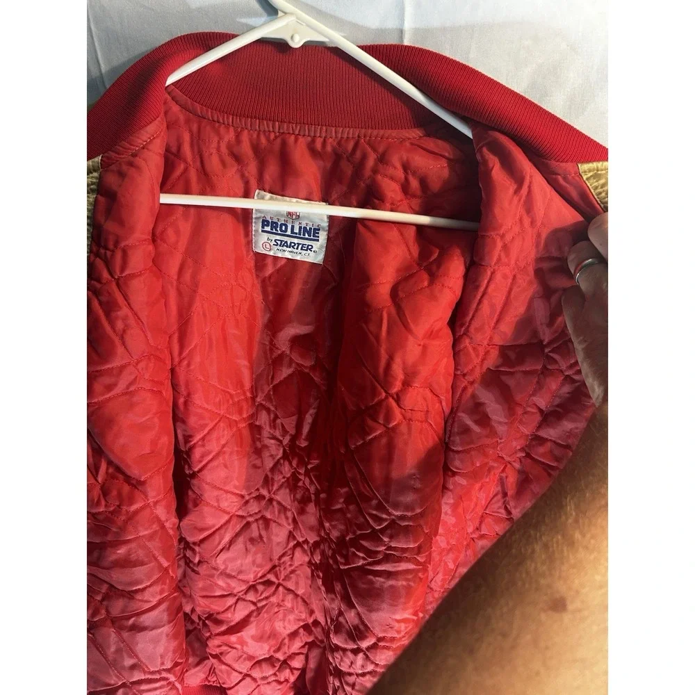 Vintage 90s Starter Satin San Francisco 49ers Gold Pro Line Jacket USA Mens L